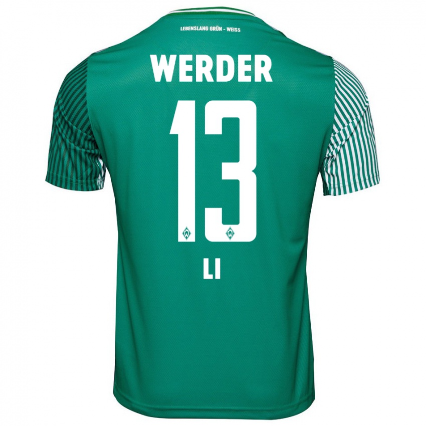 Hombre Camiseta Xiancheng Li #13 Verde 1ª Equipación 2023/24 La Camisa