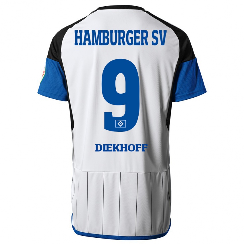 Hombre Camiseta Henrike Diekhoff #9 Blanco 1ª Equipación 2023/24 La Camisa