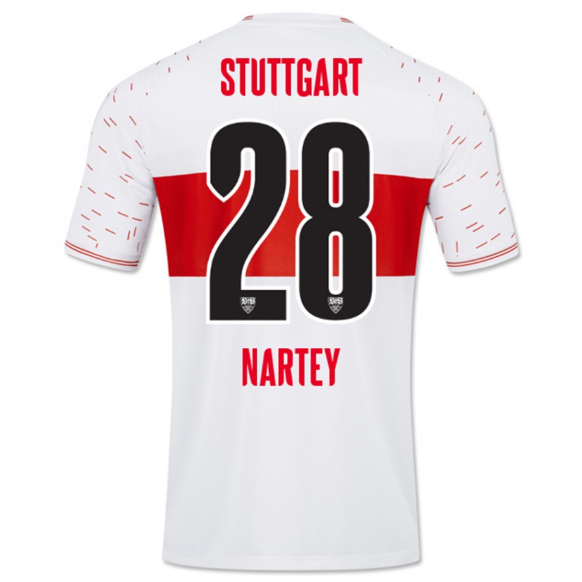 Hombre Camiseta Nikolas Nartey #28 Blanco 1ª Equipación 2023/24 La Camisa