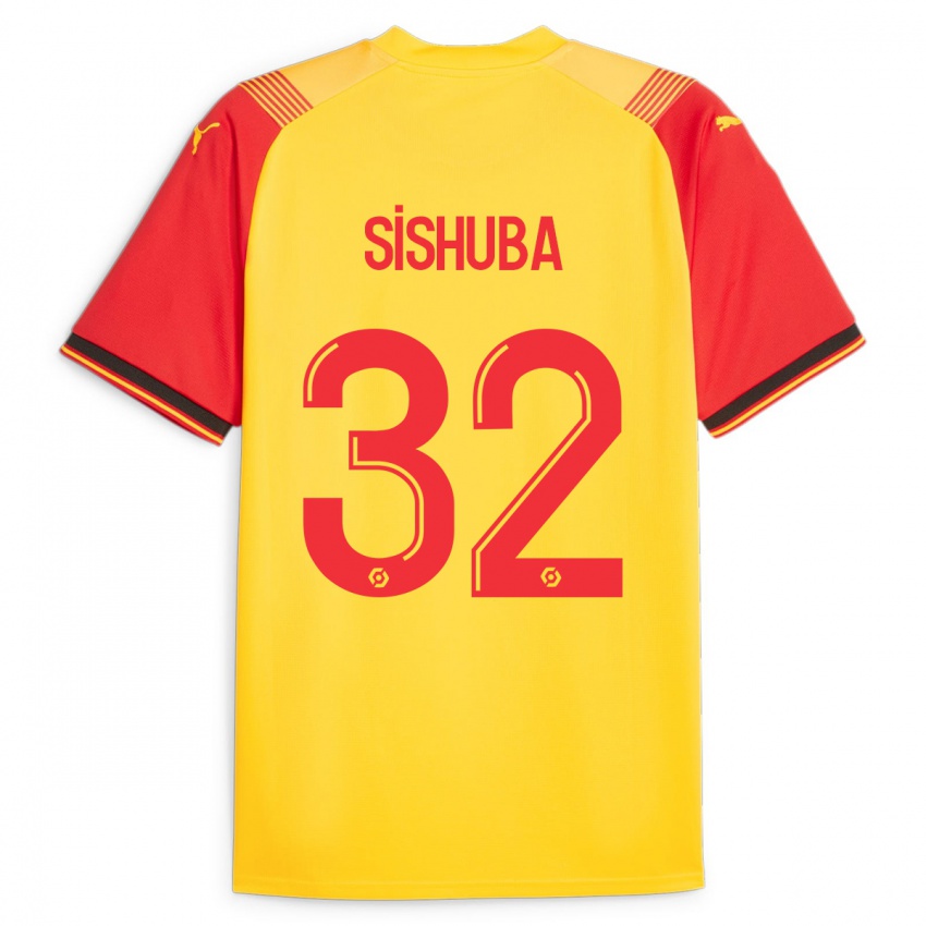 Hombre Camiseta Ayanda Sishuba #32 Amarillo 1ª Equipación 2023/24 La Camisa