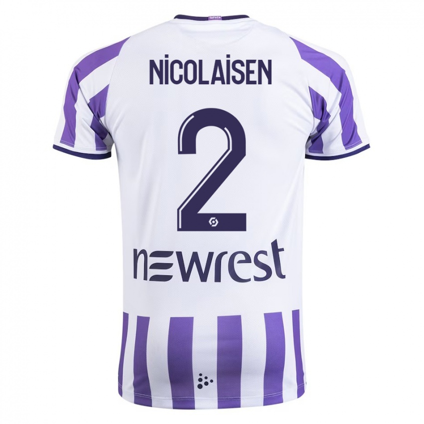 Hombre Camiseta Rasmus Nicolaisen #2 Blanco 1ª Equipación 2023/24 La Camisa