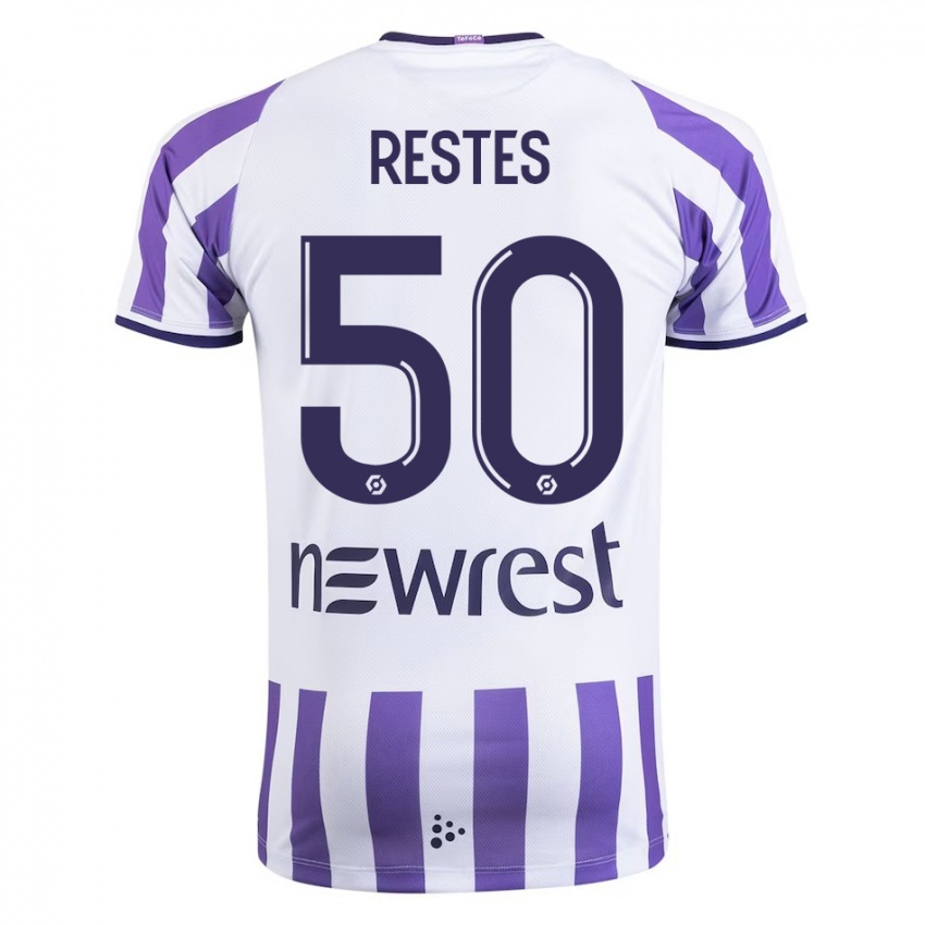 Hombre Camiseta Guillaume Restes #50 Blanco 1ª Equipación 2023/24 La Camisa