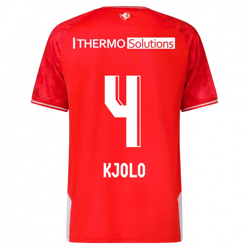 Hombre Camiseta Mathias Kjølø #4 Rojo 1ª Equipación 2023/24 La Camisa