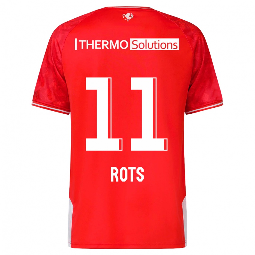 Hombre Camiseta Daan Rots #11 Rojo 1ª Equipación 2023/24 La Camisa