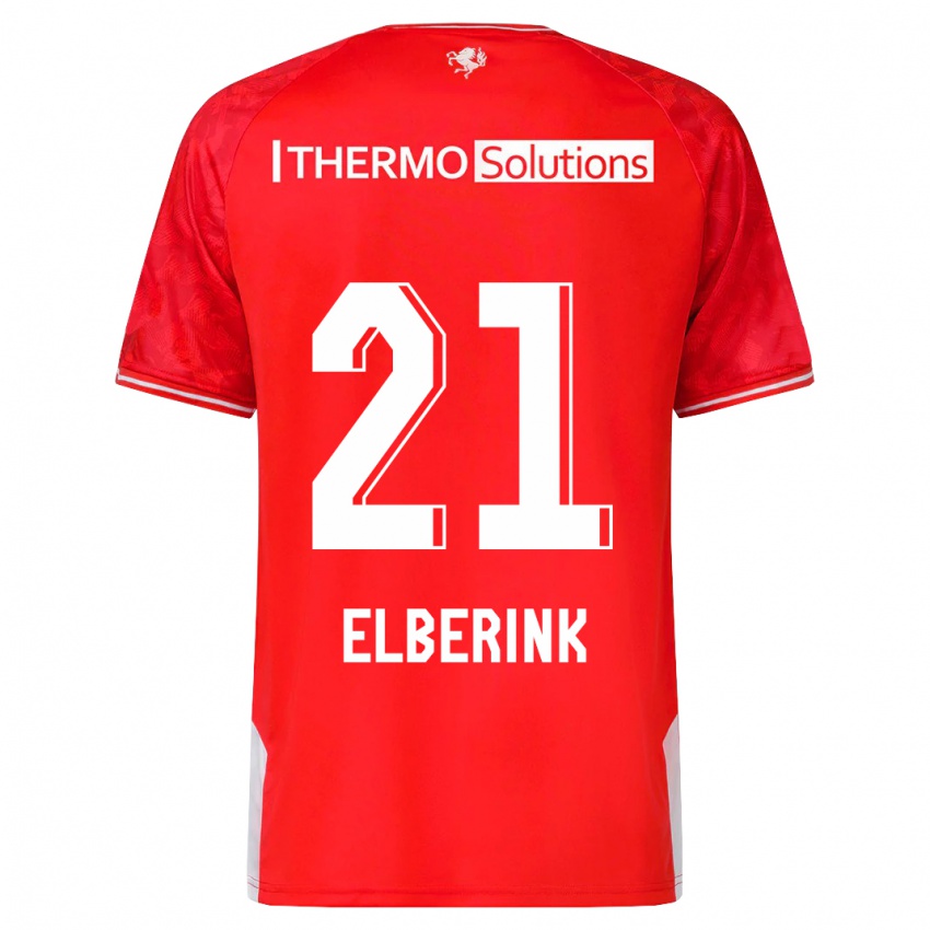 Hombre Camiseta Eva Oude Elberink #21 Rojo 1ª Equipación 2023/24 La Camisa