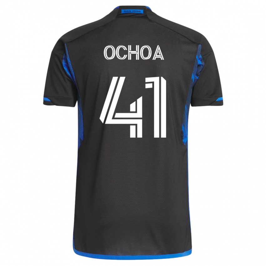 Hombre Camiseta Emmanuel Ochoa #41 Azul Negro 1ª Equipación 2023/24 La Camisa