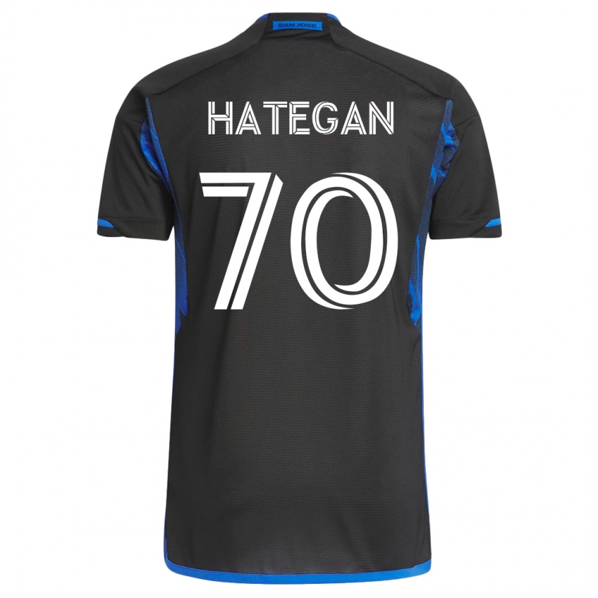 Hombre Camiseta Roberto Hategan #70 Azul Negro 1ª Equipación 2023/24 La Camisa