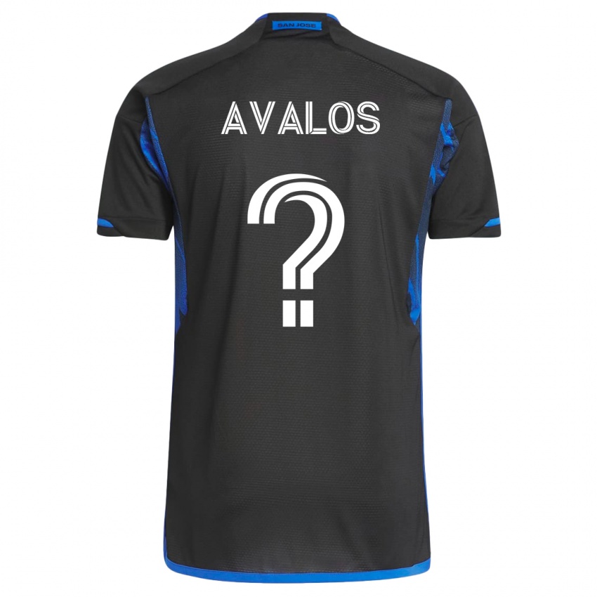 Hombre Camiseta Marcelo Avalos #0 Azul Negro 1ª Equipación 2023/24 La Camisa
