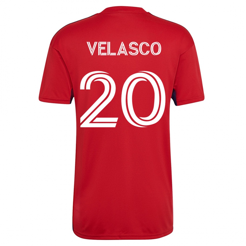 Hombre Camiseta Alan Velasco #20 Rojo 1ª Equipación 2023/24 La Camisa