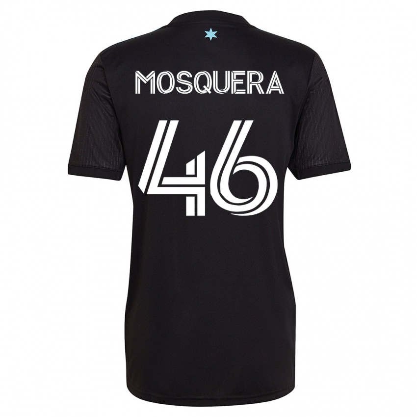 Hombre Camiseta Juan Camilo Mosquera #46 Negro 1ª Equipación 2023/24 La Camisa