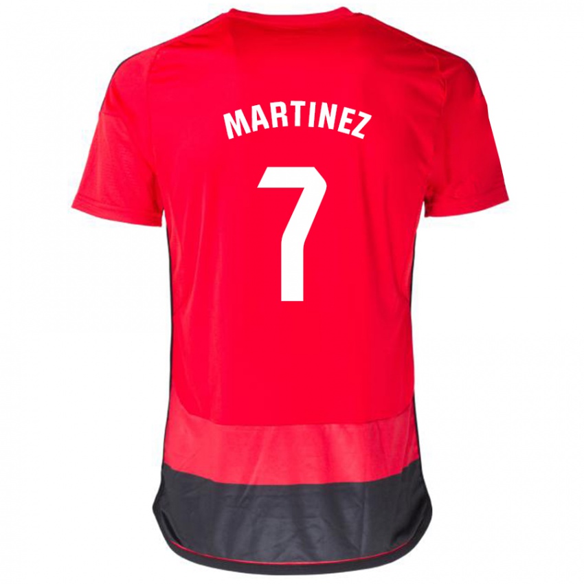 Hombre Camiseta Gabri Martínez #7 Negro Rojo 1ª Equipación 2023/24 La Camisa