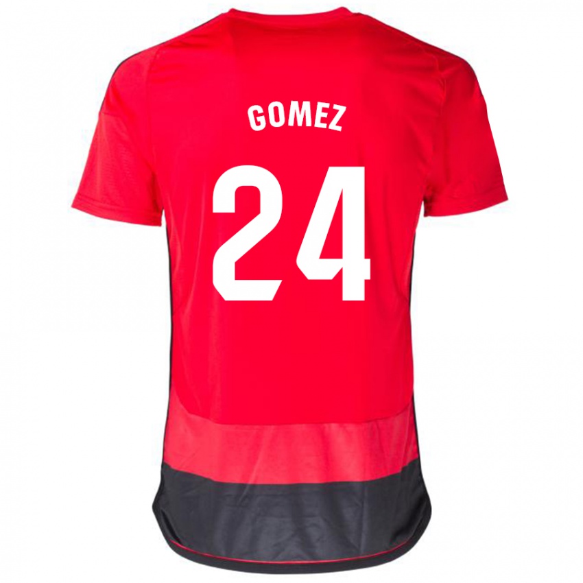 Hombre Camiseta Jonathan Gómez #24 Negro Rojo 1ª Equipación 2023/24 La Camisa