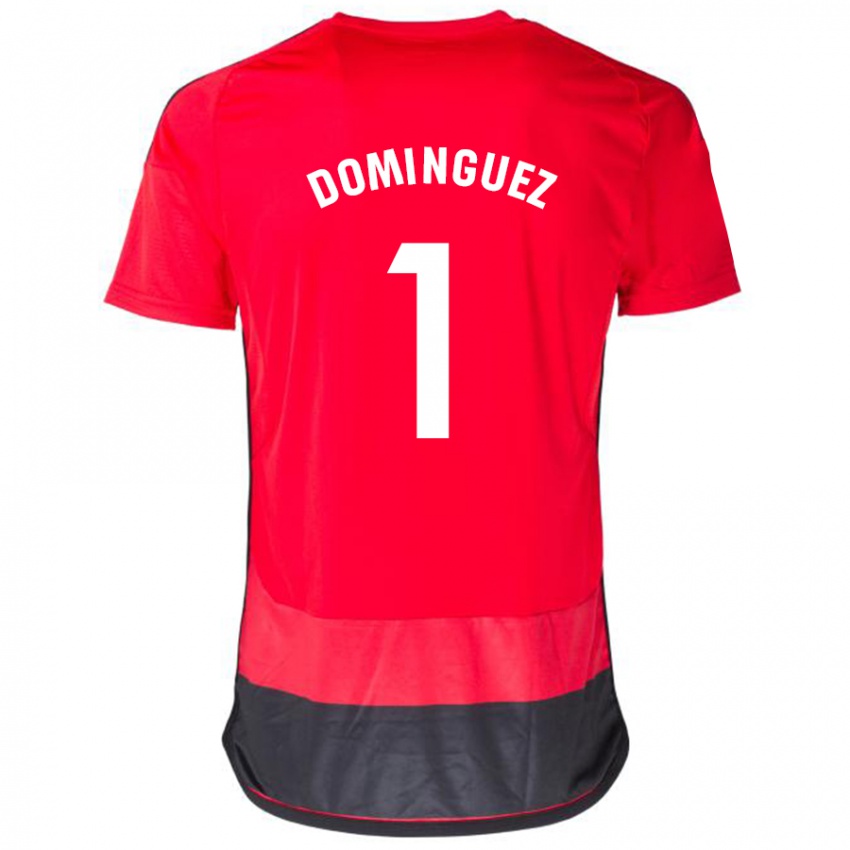 Hombre Camiseta Iago Domínguez #1 Negro Rojo 1ª Equipación 2023/24 La Camisa