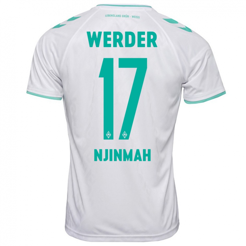 Hombre Camiseta Justin Njinmah #17 Blanco 2ª Equipación 2023/24 La Camisa