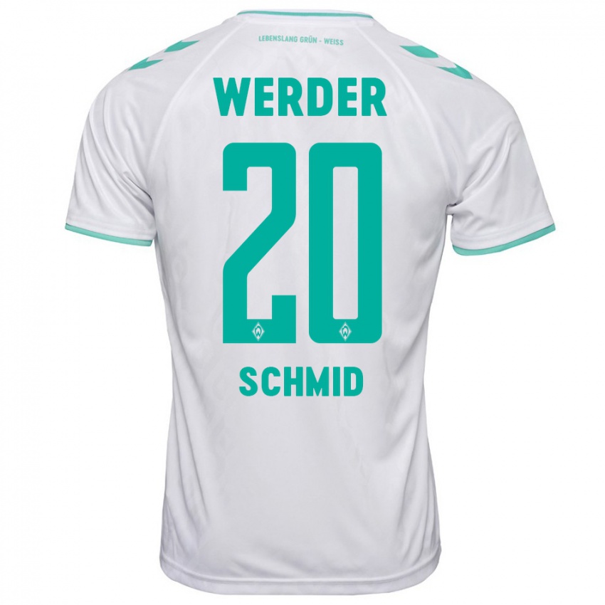 Hombre Camiseta Romano Schmid #20 Blanco 2ª Equipación 2023/24 La Camisa