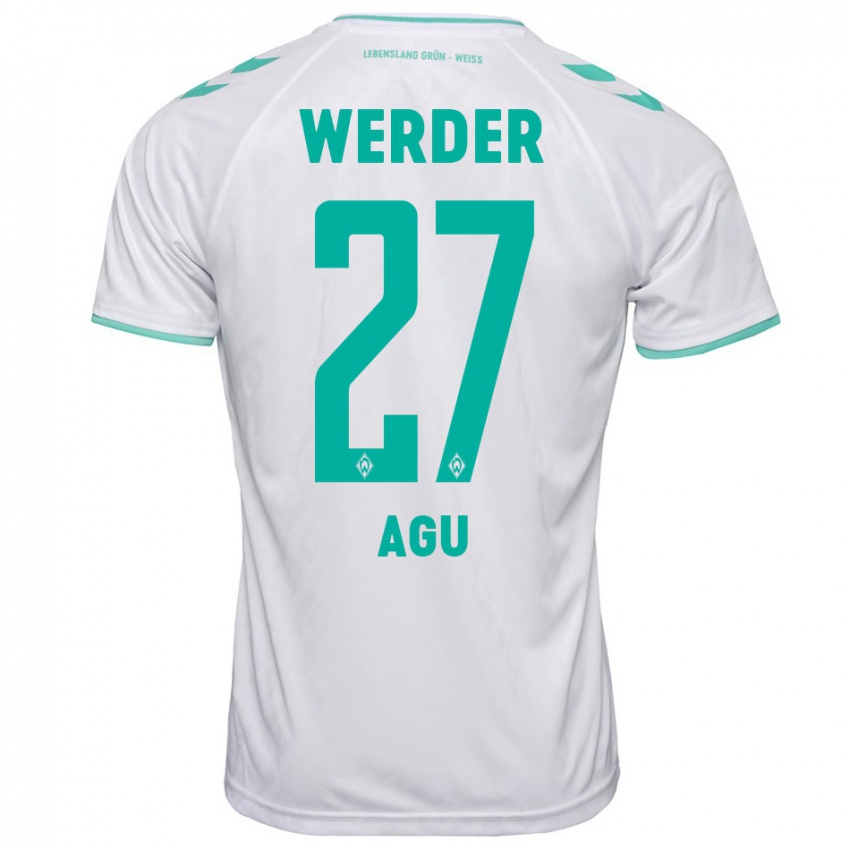 Hombre Camiseta Felix Agu #27 Blanco 2ª Equipación 2023/24 La Camisa