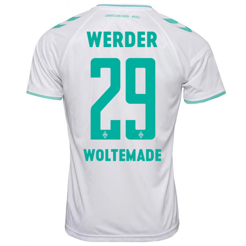 Hombre Camiseta Nick Woltemade #29 Blanco 2ª Equipación 2023/24 La Camisa