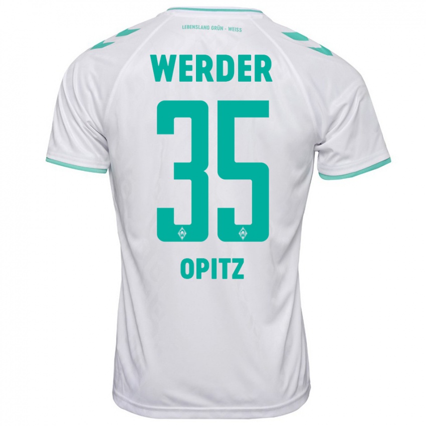 Hombre Camiseta Leon Opitz #35 Blanco 2ª Equipación 2023/24 La Camisa