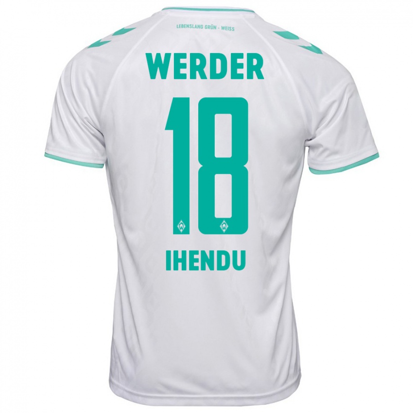 Hombre Camiseta Daniel Ihendu #18 Blanco 2ª Equipación 2023/24 La Camisa