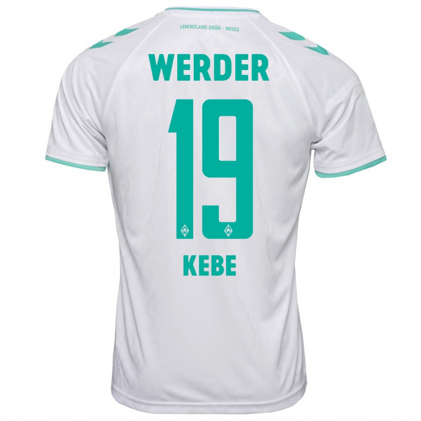 Hombre Camiseta David Kébé #19 Blanco 2ª Equipación 2023/24 La Camisa