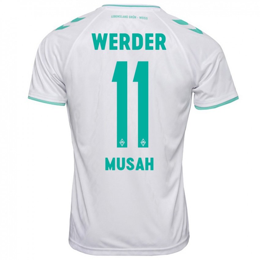 Hombre Camiseta Salim Musah #11 Blanco 2ª Equipación 2023/24 La Camisa