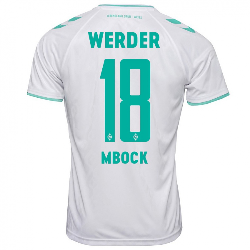 Hombre Camiseta Princewill Mbock #18 Blanco 2ª Equipación 2023/24 La Camisa