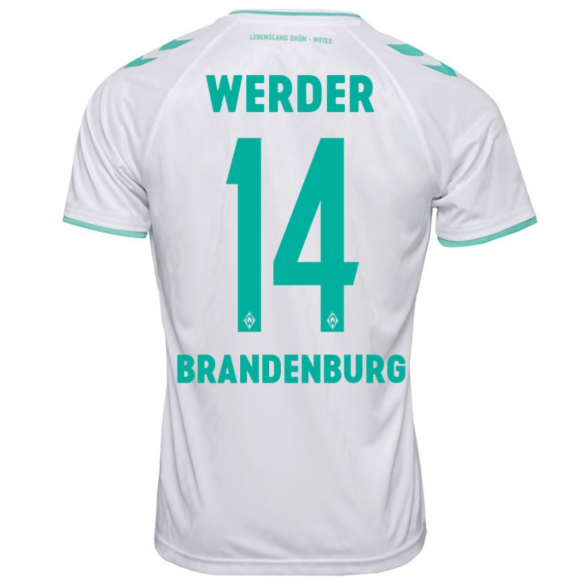 Hombre Camiseta Michaela Brandenburg #14 Blanco 2ª Equipación 2023/24 La Camisa