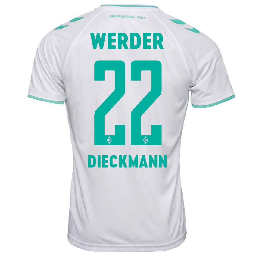 Hombre Camiseta Rieke Dieckmann #22 Blanco 2ª Equipación 2023/24 La Camisa