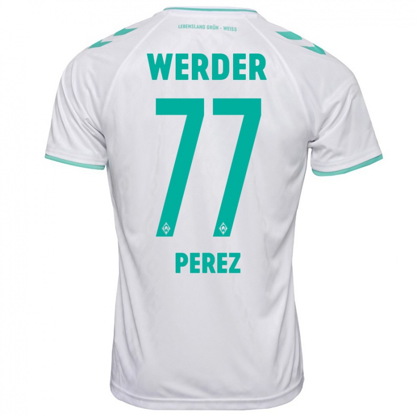 Hombre Camiseta Catalina Pérez Jaramillo #77 Blanco 2ª Equipación 2023/24 La Camisa