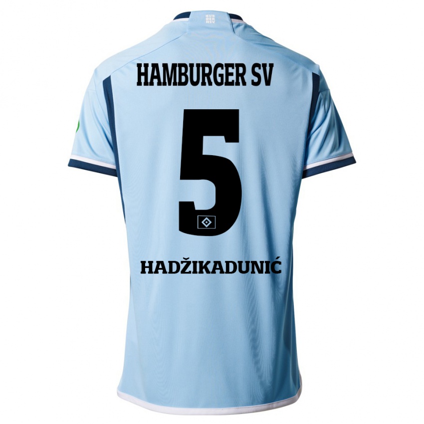 Hombre Camiseta Dennis Hadzikadunic #5 Azul 2ª Equipación 2023/24 La Camisa