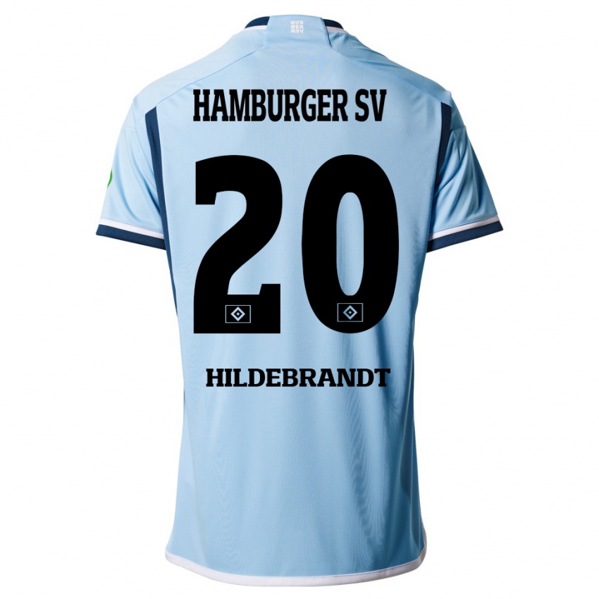 Hombre Camiseta Tjark Hildebrandt #20 Azul 2ª Equipación 2023/24 La Camisa