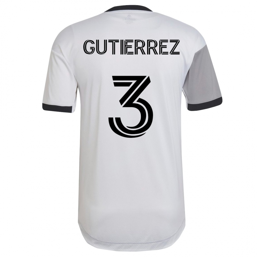 Hombre Camiseta Cristián Gutiérrez #3 Blanco 2ª Equipación 2023/24 La Camisa