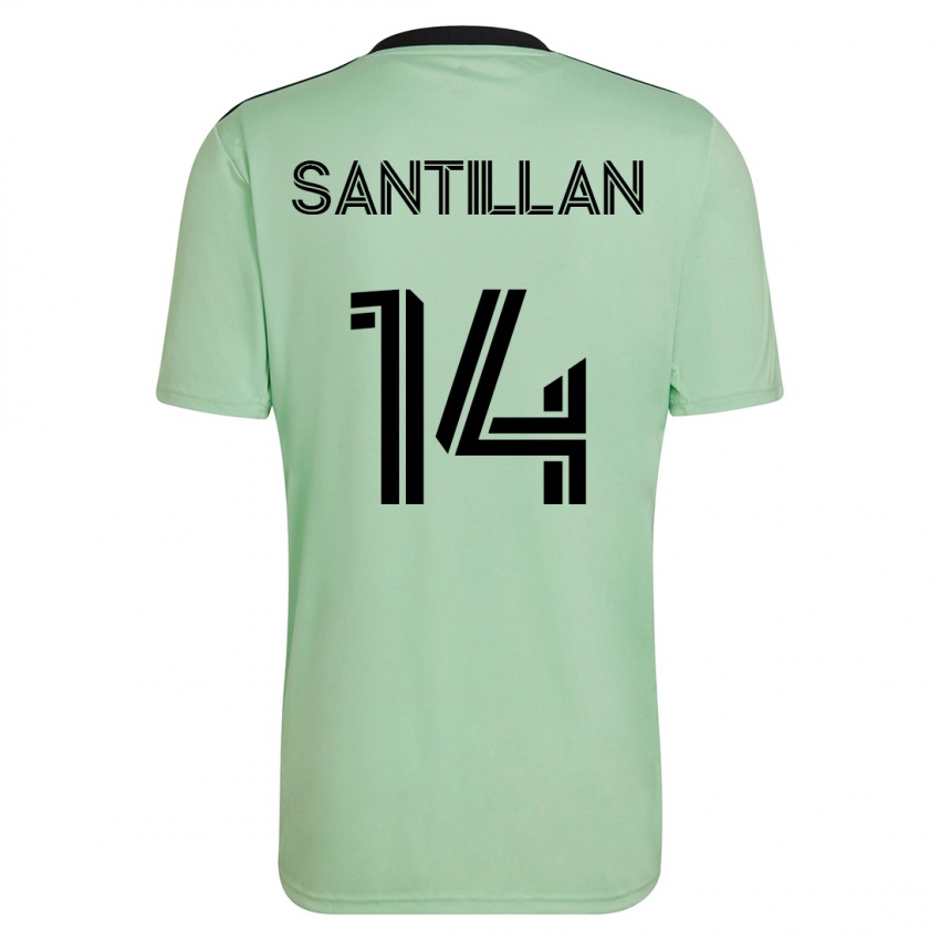 Hombre Camiseta Jonathan Santillan #14 Verde Claro 2ª Equipación 2023/24 La Camisa