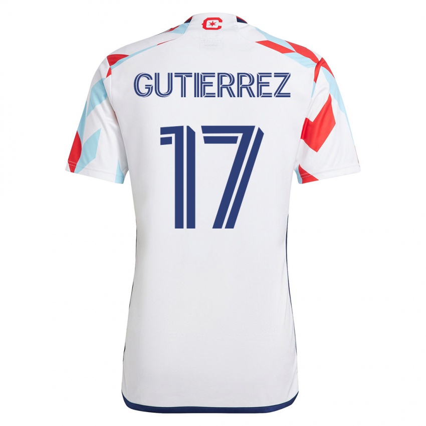 Hombre Camiseta Brian Gutiérrez #17 Blanco Azul 2ª Equipación 2023/24 La Camisa