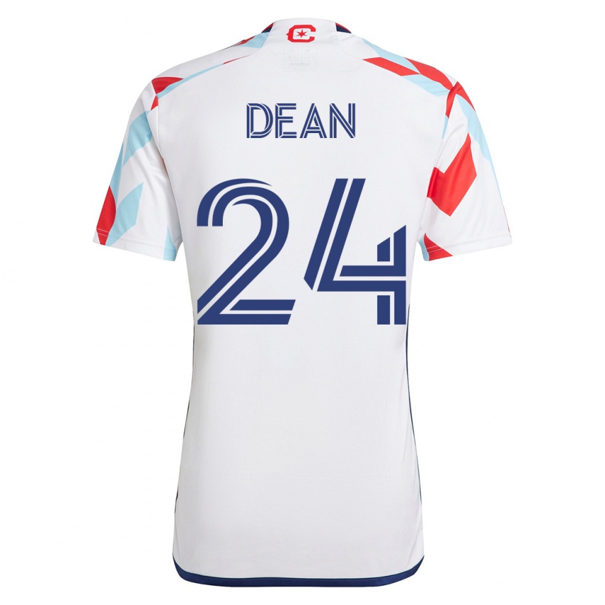 Hombre Camiseta Jonathan Dean #24 Blanco Azul 2ª Equipación 2023/24 La Camisa