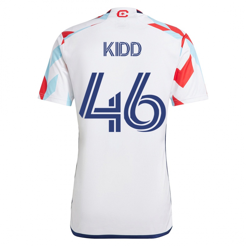 Hombre Camiseta Matteo Kidd #46 Blanco Azul 2ª Equipación 2023/24 La Camisa
