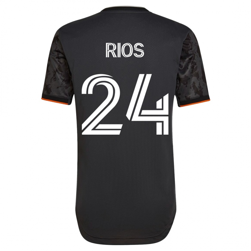 Hombre Camiseta Paolo Ríos #24 Negro 2ª Equipación 2023/24 La Camisa