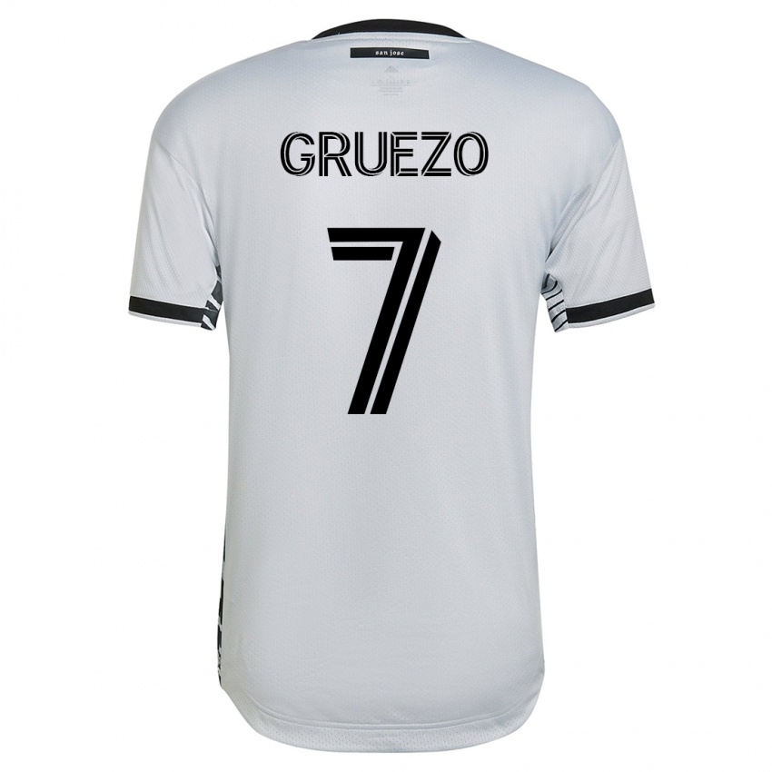 Hombre Camiseta Carlos Gruezo #7 Blanco 2ª Equipación 2023/24 La Camisa