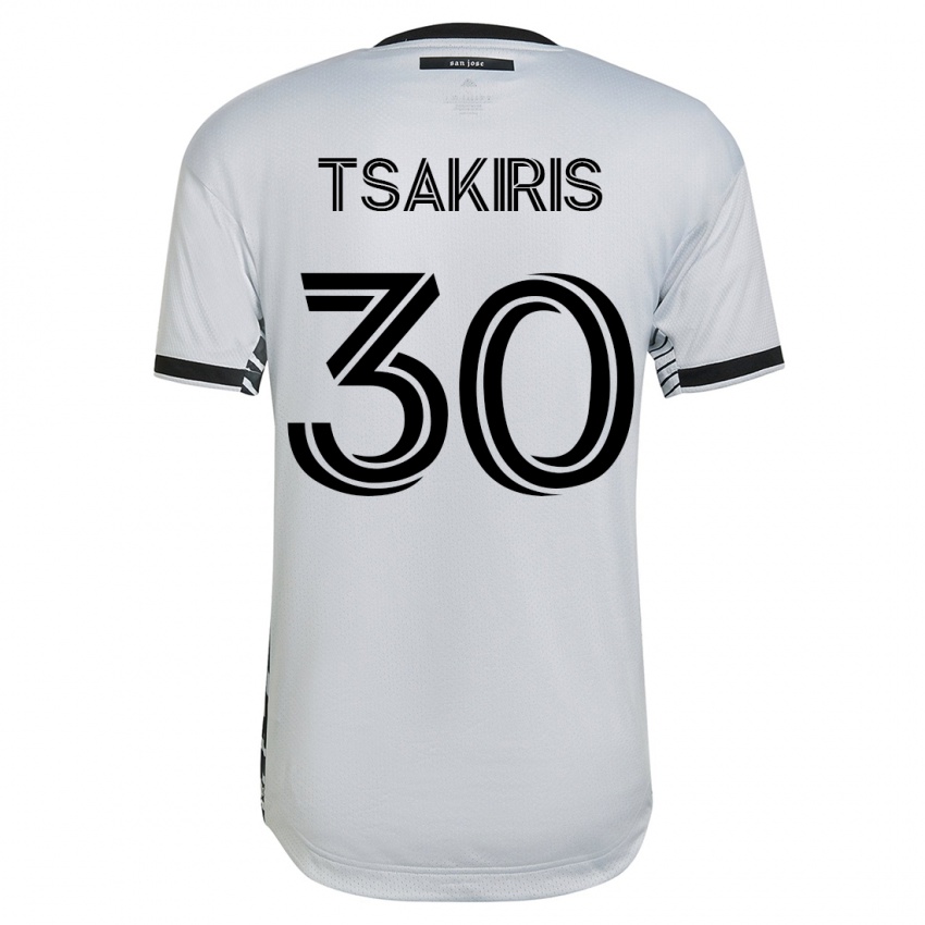 Hombre Camiseta Niko Tsakiris #30 Blanco 2ª Equipación 2023/24 La Camisa