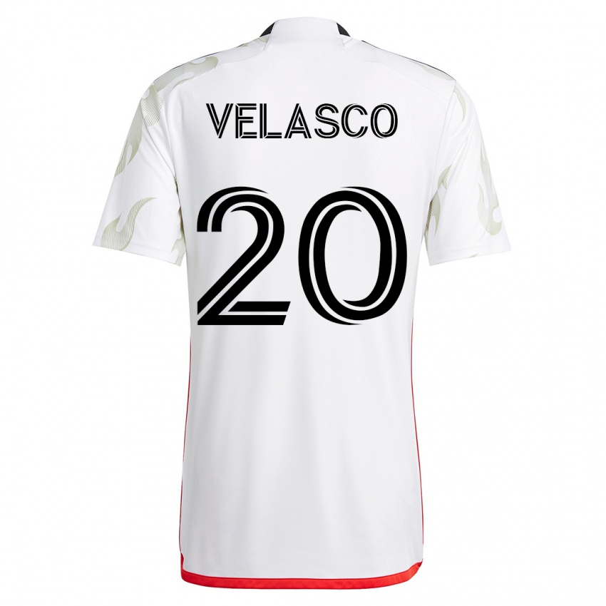 Hombre Camiseta Alan Velasco #20 Blanco 2ª Equipación 2023/24 La Camisa