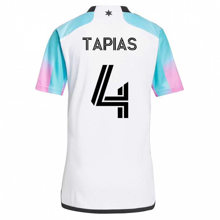 Hombre Camiseta Miguel Tapias #4 Blanco 2ª Equipación 2023/24 La Camisa