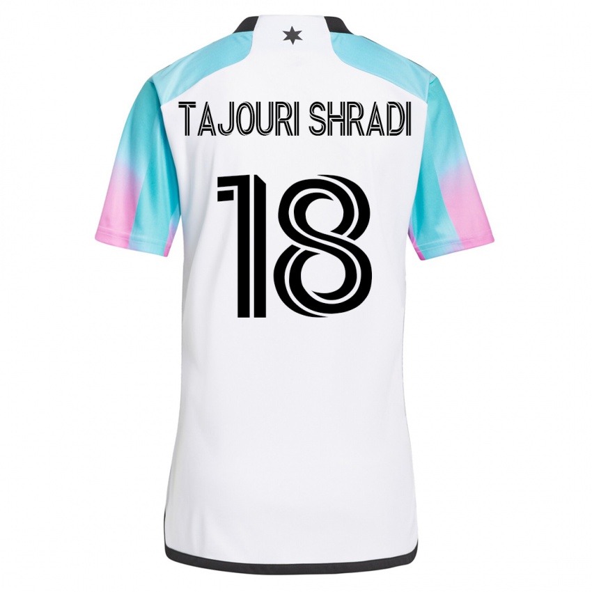 Hombre Camiseta Ismael Tajouri-Shradi #18 Blanco 2ª Equipación 2023/24 La Camisa