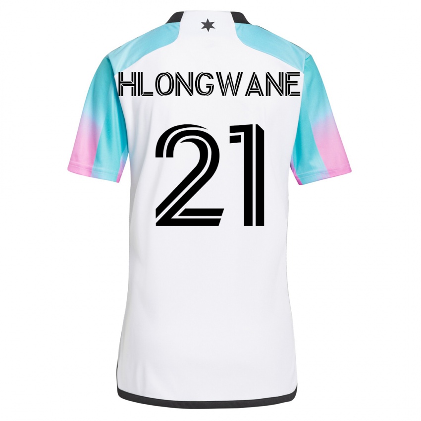 Hombre Camiseta Bongokuhle Hlongwane #21 Blanco 2ª Equipación 2023/24 La Camisa