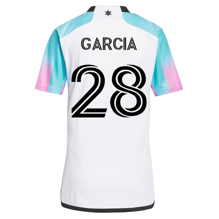 Hombre Camiseta Mender García #28 Blanco 2ª Equipación 2023/24 La Camisa