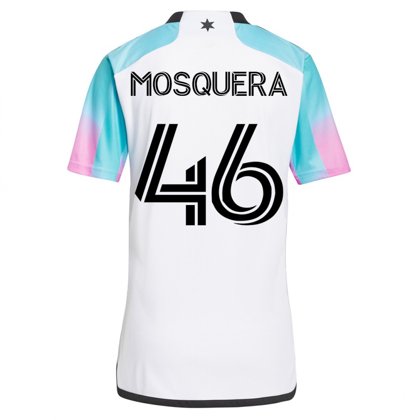 Hombre Camiseta Juan Camilo Mosquera #46 Blanco 2ª Equipación 2023/24 La Camisa