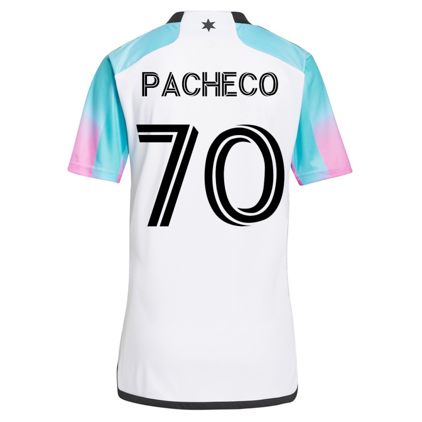 Hombre Camiseta Diogo Pacheco #70 Blanco 2ª Equipación 2023/24 La Camisa