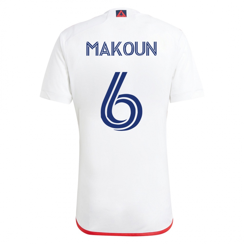 Hombre Camiseta Christian Makoun #6 Blanco Rojo 2ª Equipación 2023/24 La Camisa