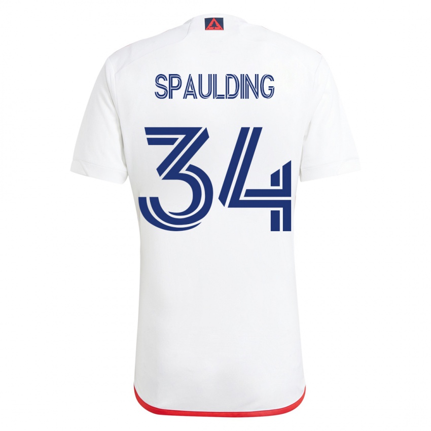 Hombre Camiseta Ryan Spaulding #34 Blanco Rojo 2ª Equipación 2023/24 La Camisa
