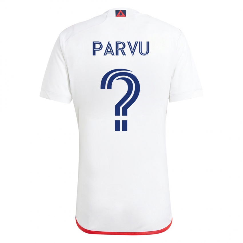 Hombre Camiseta Alexandru Parvu #0 Blanco Rojo 2ª Equipación 2023/24 La Camisa