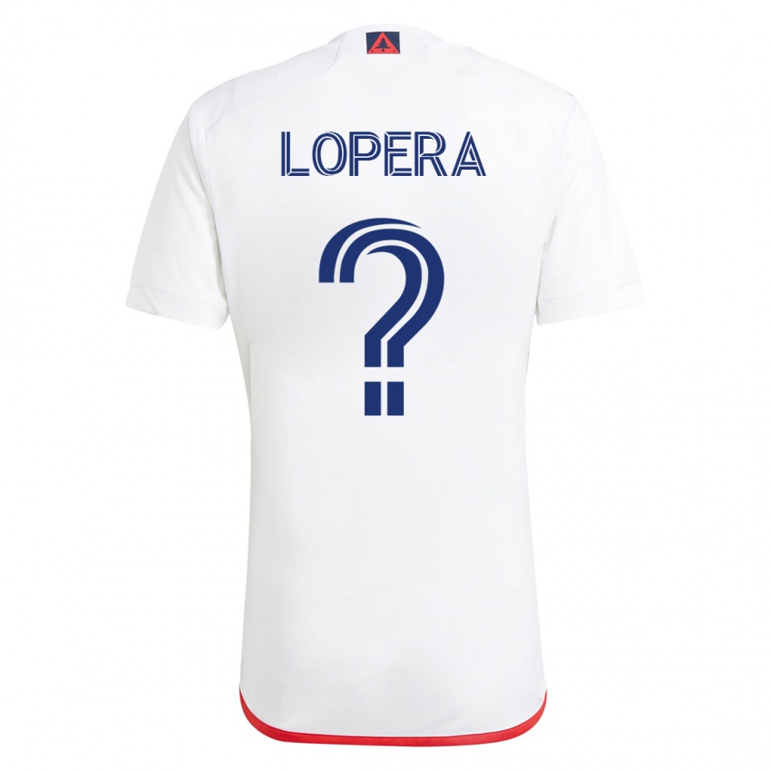 Hombre Camiseta Steban Lopera #0 Blanco Rojo 2ª Equipación 2023/24 La Camisa